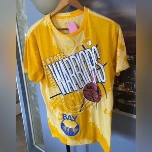 NBA Golden State Warriors Women's Tie-Dye Tee Shirt Extra Small (XS) Yellow New